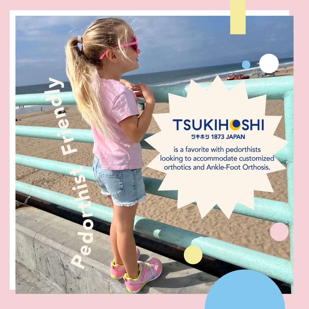 TSUKIHOSHI 1521 KAZ Strap-Closure Machine-Washable Child Sneaker Shoe with Wide Toe Box and Slip-Resistant, Non-Marking Outsole - For Toddlers and Little Kids, Ages 1-8 10.5 Little Kid Navy/Tangerine