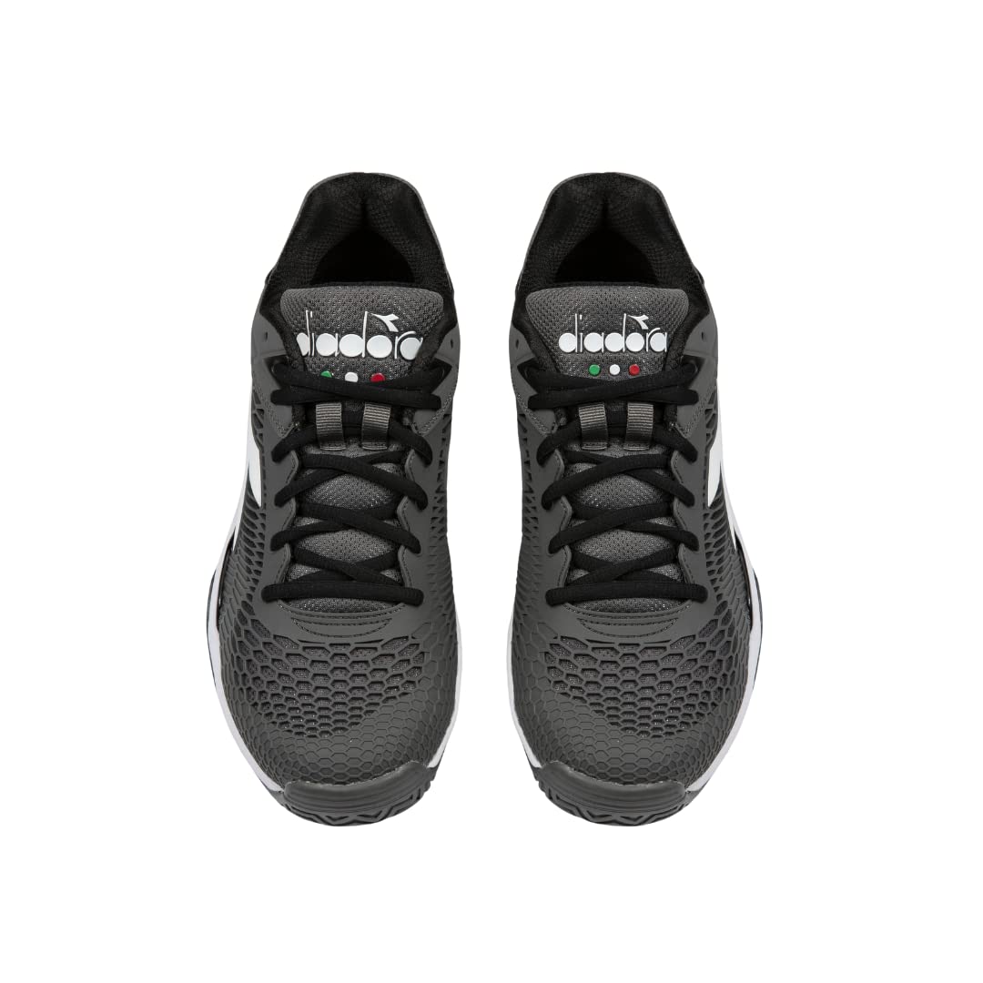 Diadora Men's Speed Competition 7+ All Ground Tennis Shoe (Steel Gray/White/Black, 8.5)