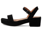 Madewell Sora Flatform Sandal Suede for Women - Open Square Toe and Block Heel Design, Elegant and Durable Sandals True Black 10 M