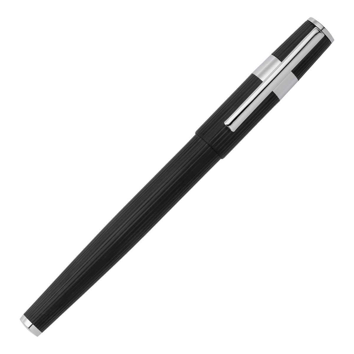 BOSS Rollerball Pen Gear Pinstripe Black/Chrome | Black Ink | Gift Box