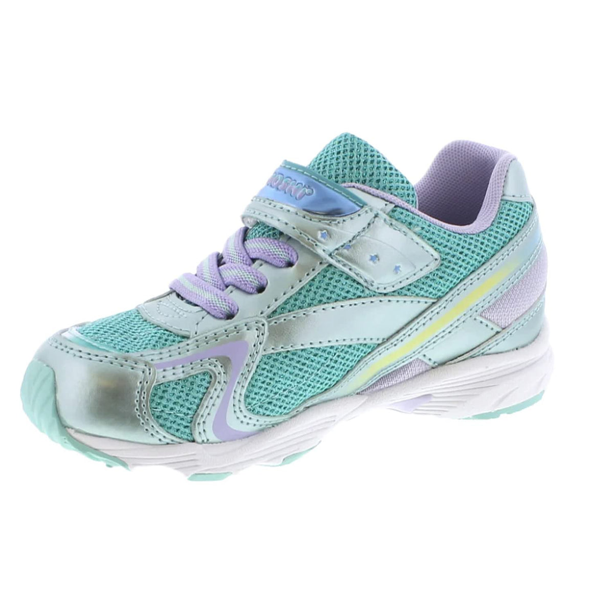 TSUKIHOSHI 3537 GLITZ Strap-Closure Machine-Washable Child Sneaker Shoe with Wide Toe Box and Slip-Resistant, Non-Marking Outsole - For Toddlers and Little Kids, Ages 1-8 Little Kid (4-8 Years) 11 Little Kid Mint/Lavender