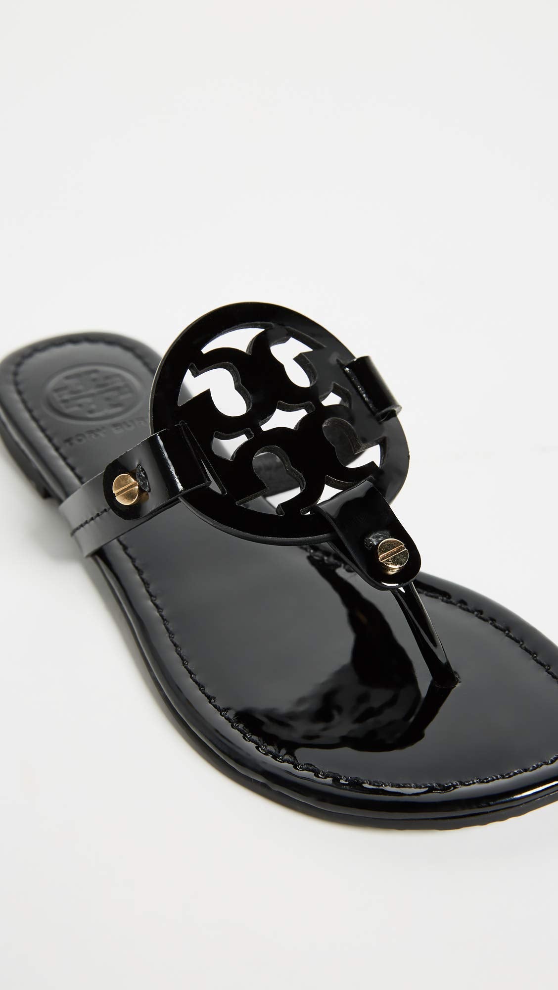 Tory Burch Women's Miller Patent Thong Sandal, Black, 10.5 Medium US
