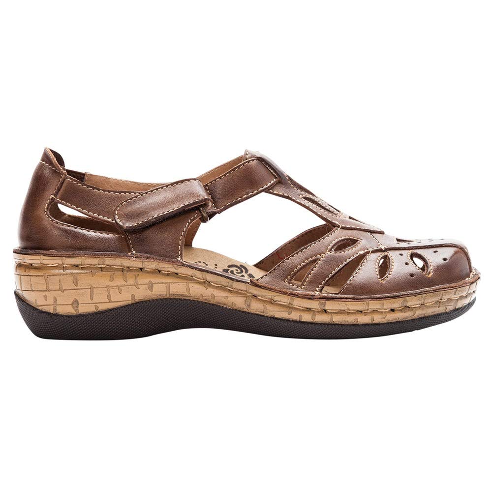 Propét Women's Jenna Sandal, brown, 7.5 Wide US