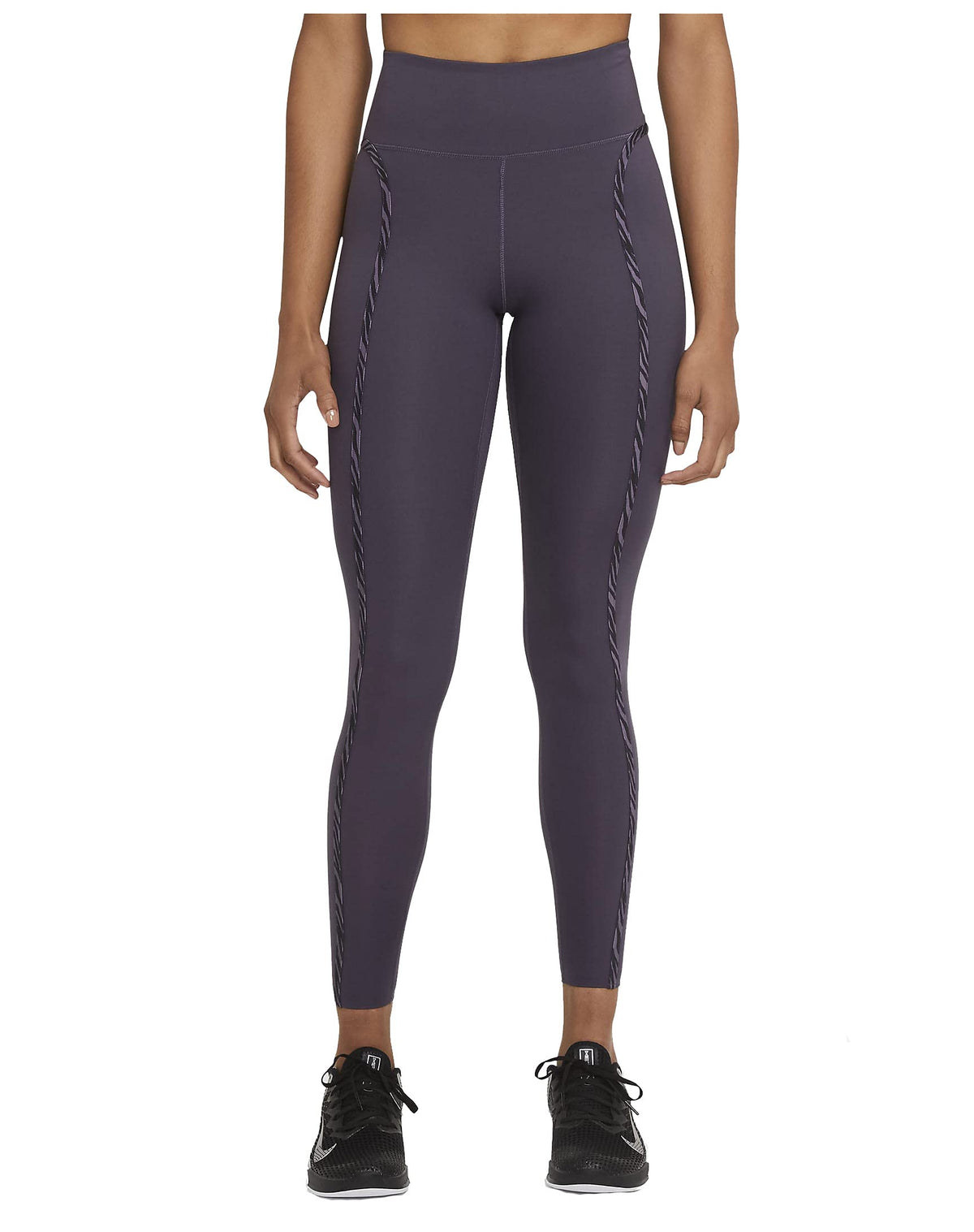 Nike Women's One Luxe Icon Clash Training Leggings (Dark Raisin/Black, Small)