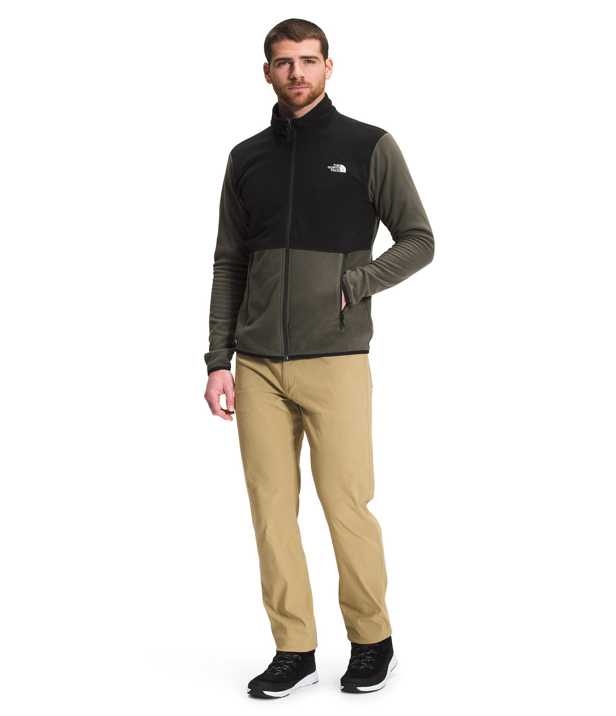 The North Face Men's TKA Glacier Full Zip Jacket, New Taupe Green/TNF Black, XXL