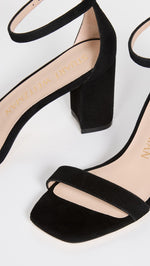 Stuart Weitzman Women's 75mm Nudist Curve Block Sandals, Black, 9.5 Medium US