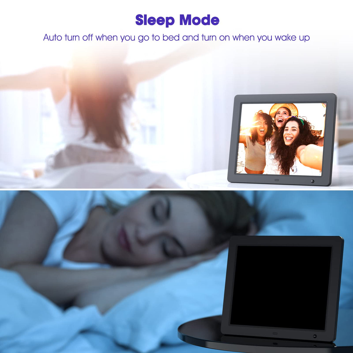 WiFi Digital Photo Frame 15 Inch Electronic Digital Picture Frame with Remote Control HD Display, Share Photos Videos via App & Email from Anywhere, Motion Sensor 16GB Storage, Black, F50