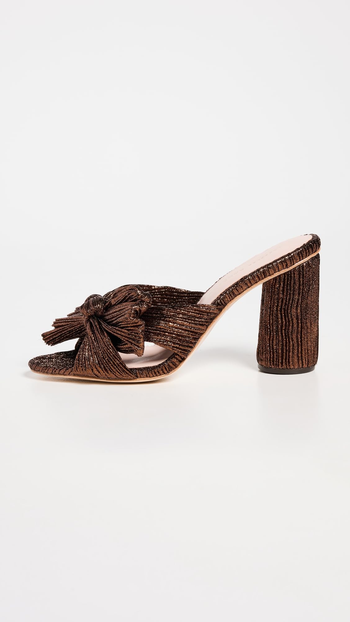 Loeffler Randall Women's Penny Pleated Knot Mules, Mocha, Brown, Metallic, 8 Medium US