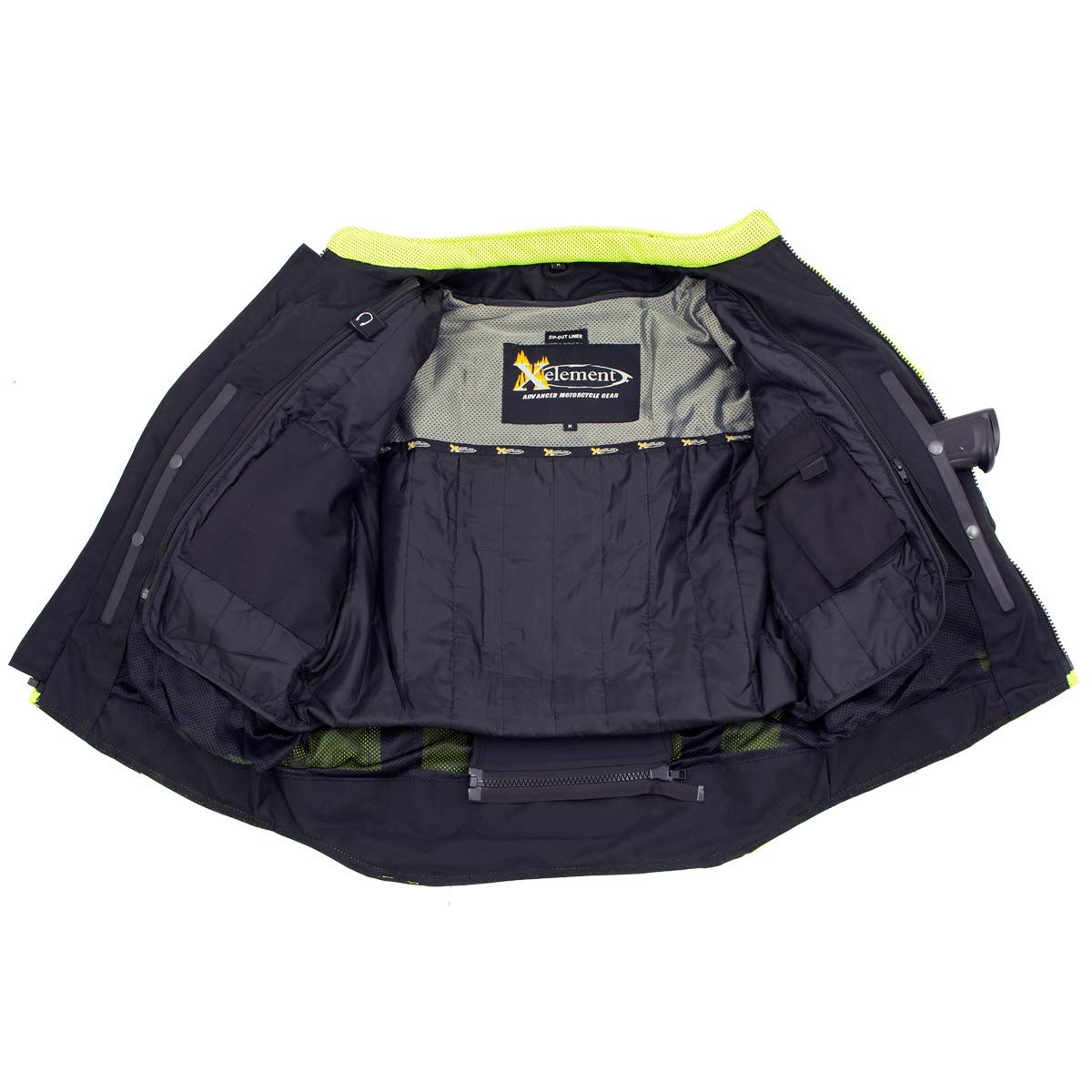 Xelement CF-6019-66 Men's 'Invasion' Neon Green Textile Motorcycle Jacket wit X-Armor Protection - X-Large