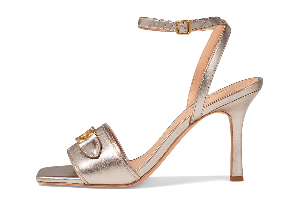 Coach Kyra Metallic Leather Sandal Platinum Champagne 7 B (M)