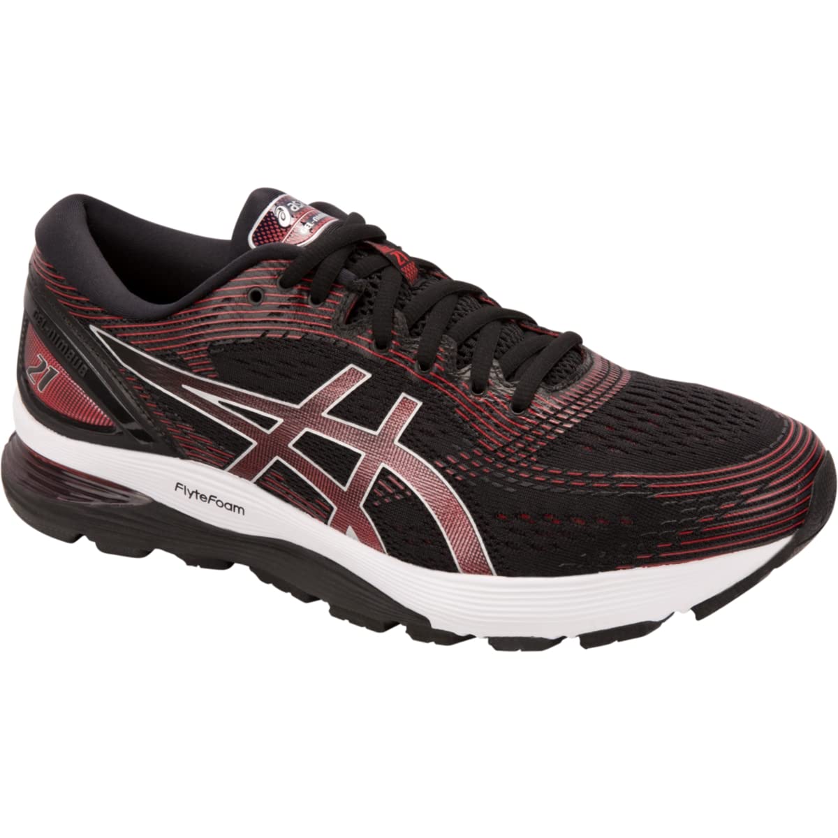 ASICS Gel-Nimbus 21 Men's Running Shoe, Black/Classic Red, 11 D US