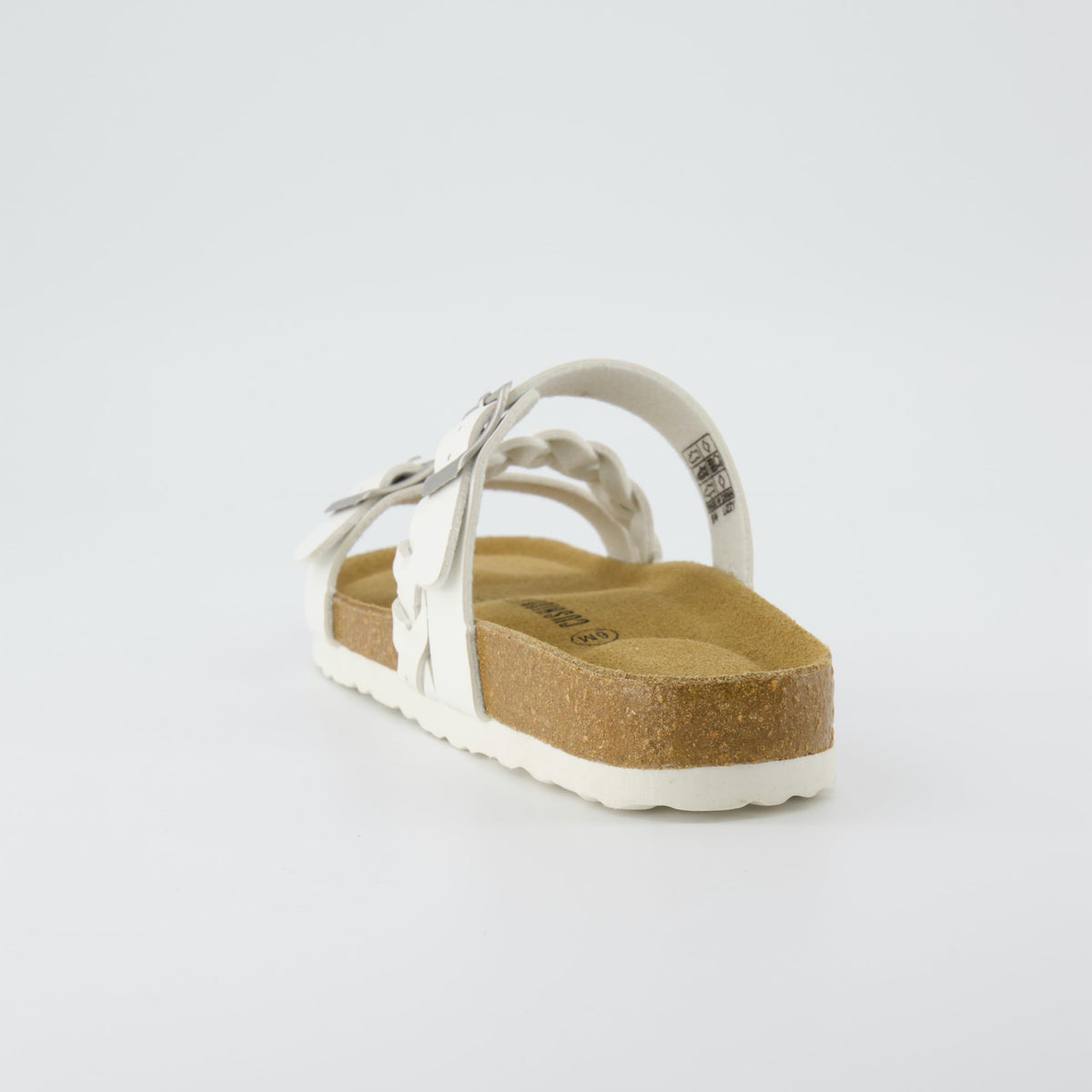 CUSHIONAIRE Women's Cork Footbed Sandal - Comfortable, Adjustable Straps, Arch Support, Wide Widths Available, Boho Chic Summer Slides, White 9.5W