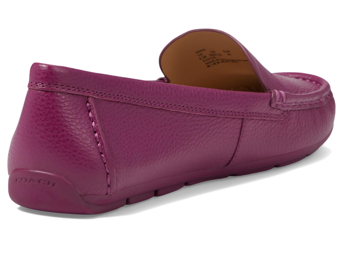 Coach® Marley Driver Women Loafers – Pebbled Leather Upper – Cushioned Footbed – Synthetic Lining – Gold Tone Deep Plum 8.5 B - Medium