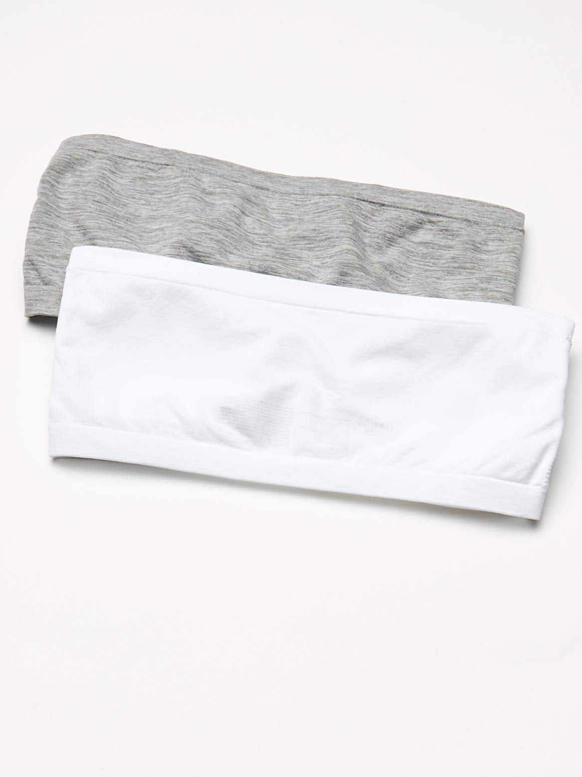 Calvin Klein Girls' Bandeau Bra, White/Heather Grey-2 Pack, Medium