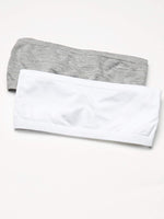 Calvin Klein Girls' Bandeau Bra, White/Heather Grey-2 Pack, Medium