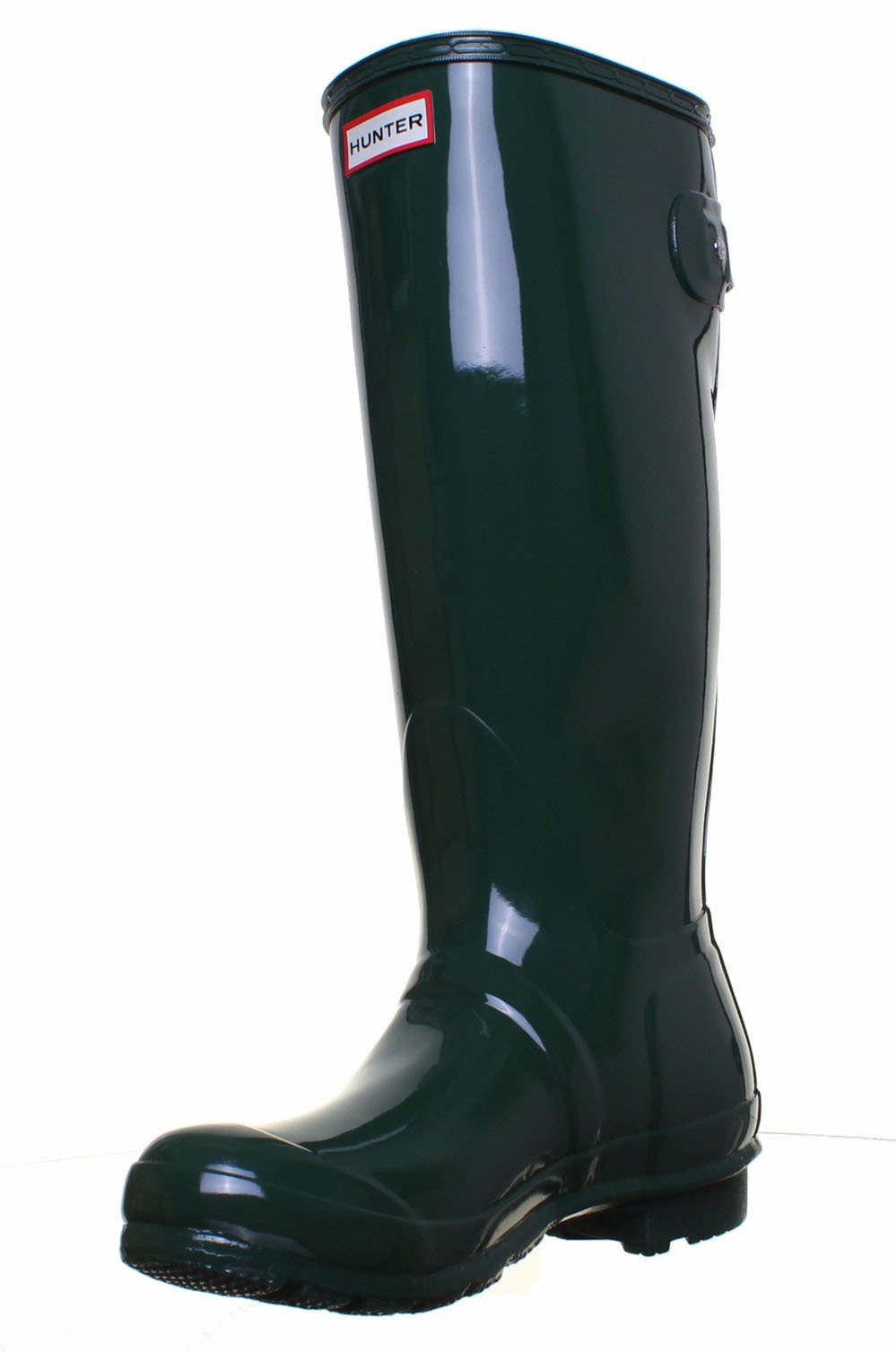Hunter Original Back Adjustable Gloss Rain Boots for Women - Nylon Lining with Cushioned Footbed, Multilayered Sponge Insole, and Pull-On DesignGreen 8 M