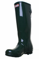 Hunter Original Back Adjustable Gloss Rain Boots for Women - Nylon Lining with Cushioned Footbed, Multilayered Sponge Insole, and Pull-On DesignGreen 8 M