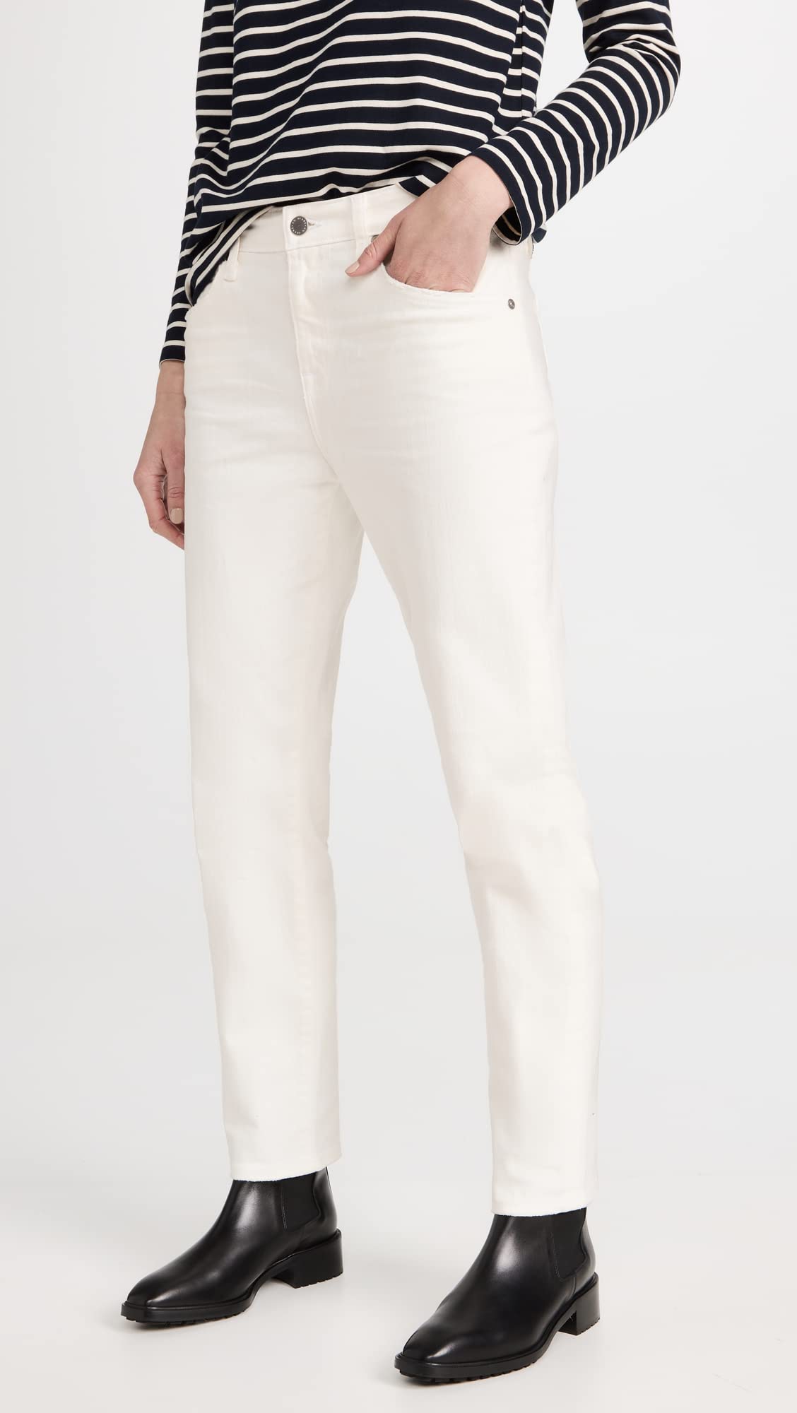 AG Adriano Goldschmied Women's Ex Boyfriend Slim Jeans 27 1 Year Tonal White