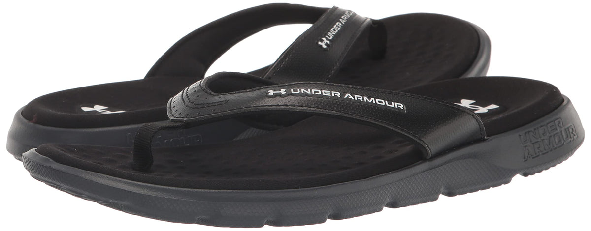 Under Armour Women's Ignite Pro Marbella Graphic Flip Flop Slide Sandal 9 (001) Black/Black/White
