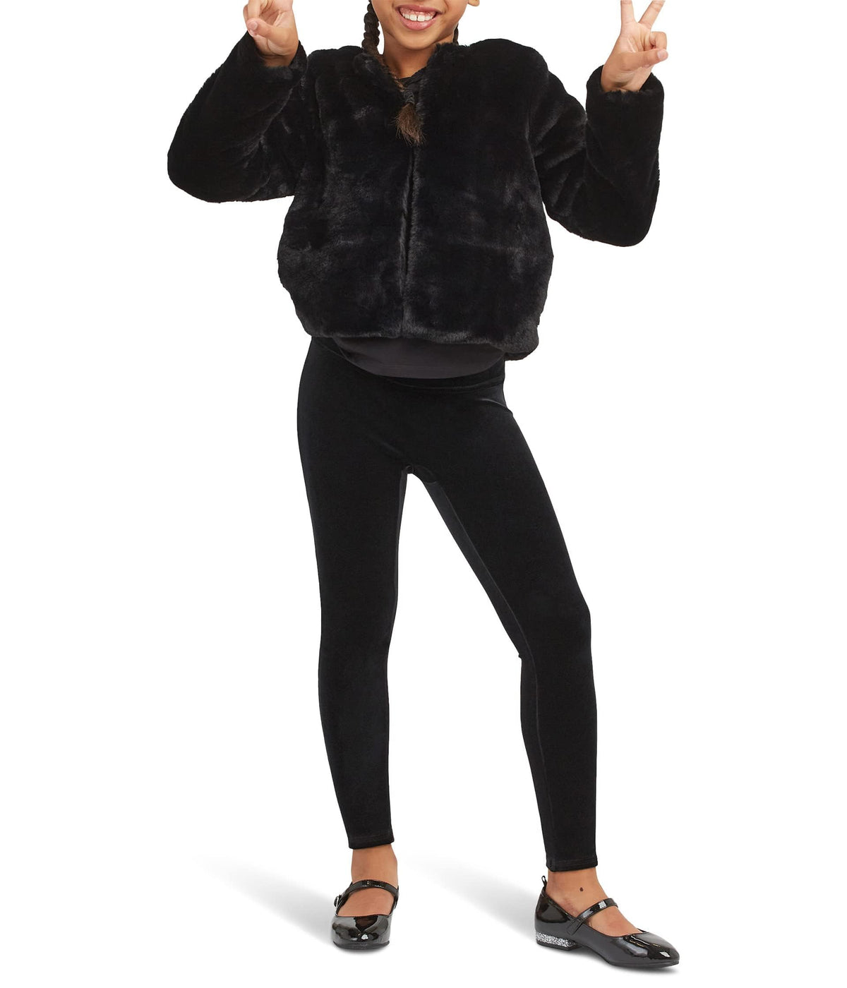 SPANX Girl's Girls Velvet Leggings (Little Kids/Big Kids) Black (Velvet) LG (10-12 Big Kid)