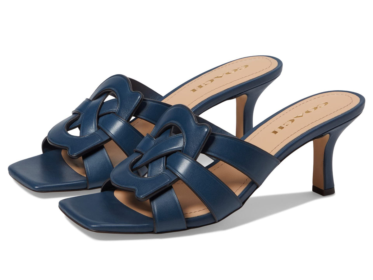 Coach Tillie Leather Sandal Dark Denim 8 B (M)