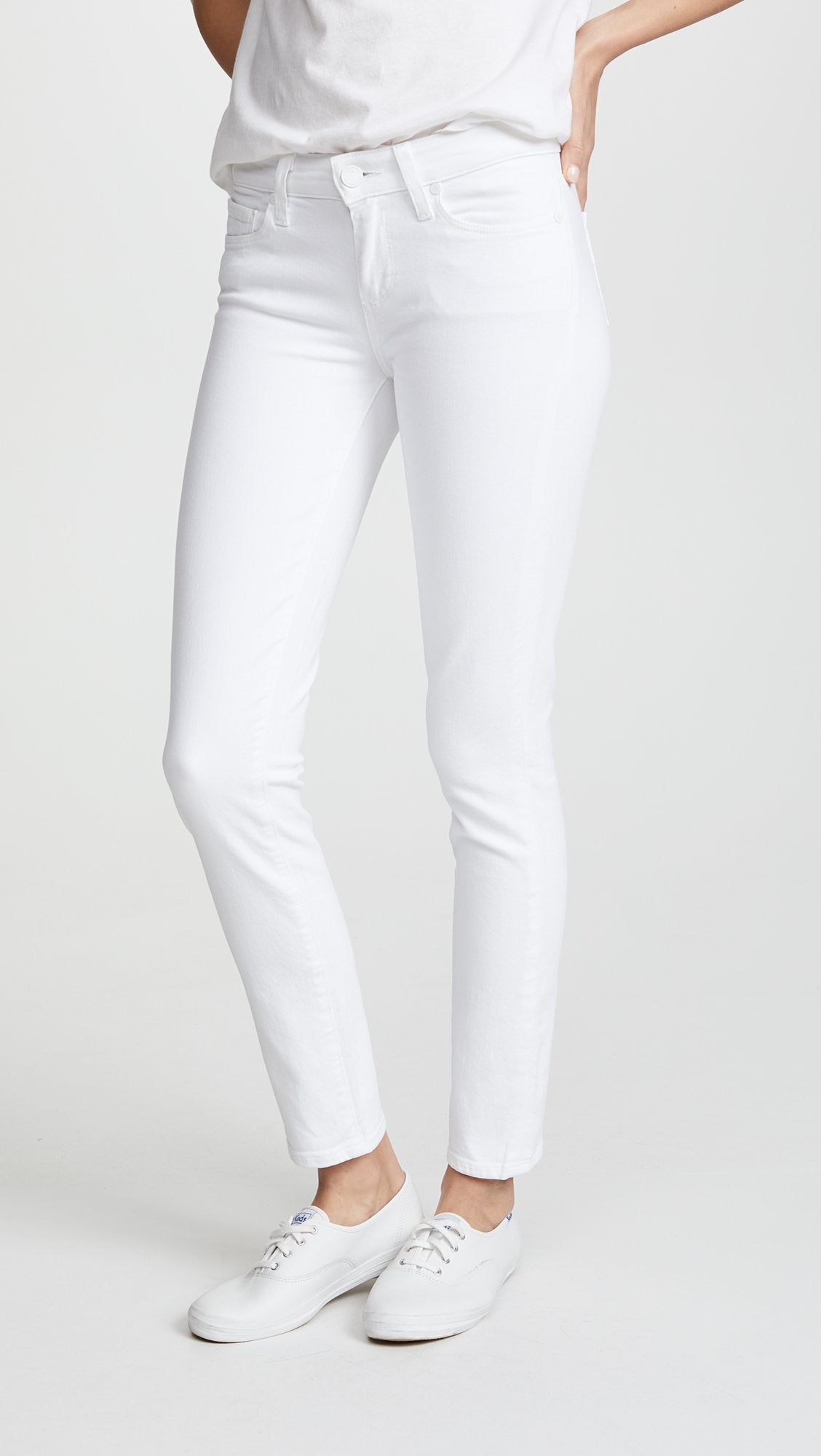 PAIGE Women's Skyline Ankle Skinny Jeans, Crisp White, 28