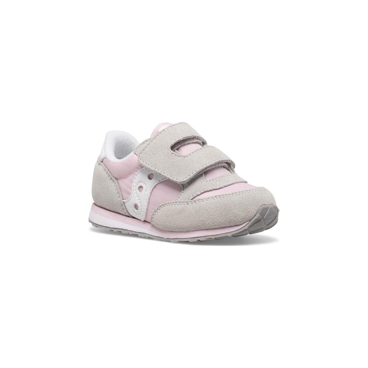 Saucony Baby Jazz Hook & Loop Sneaker, Grey/Pink/White, 12 US Unisex Little Kid