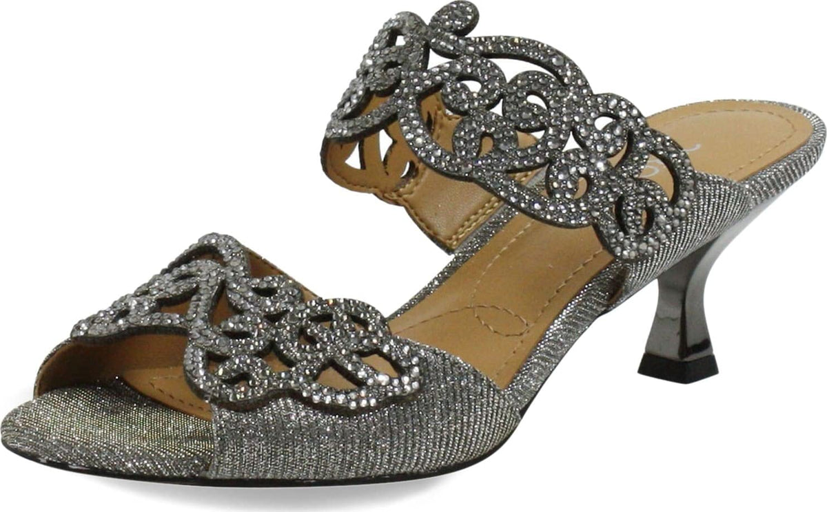 Women's J Renee, Francie Sandal 7.5 Wide Pewter Glitter