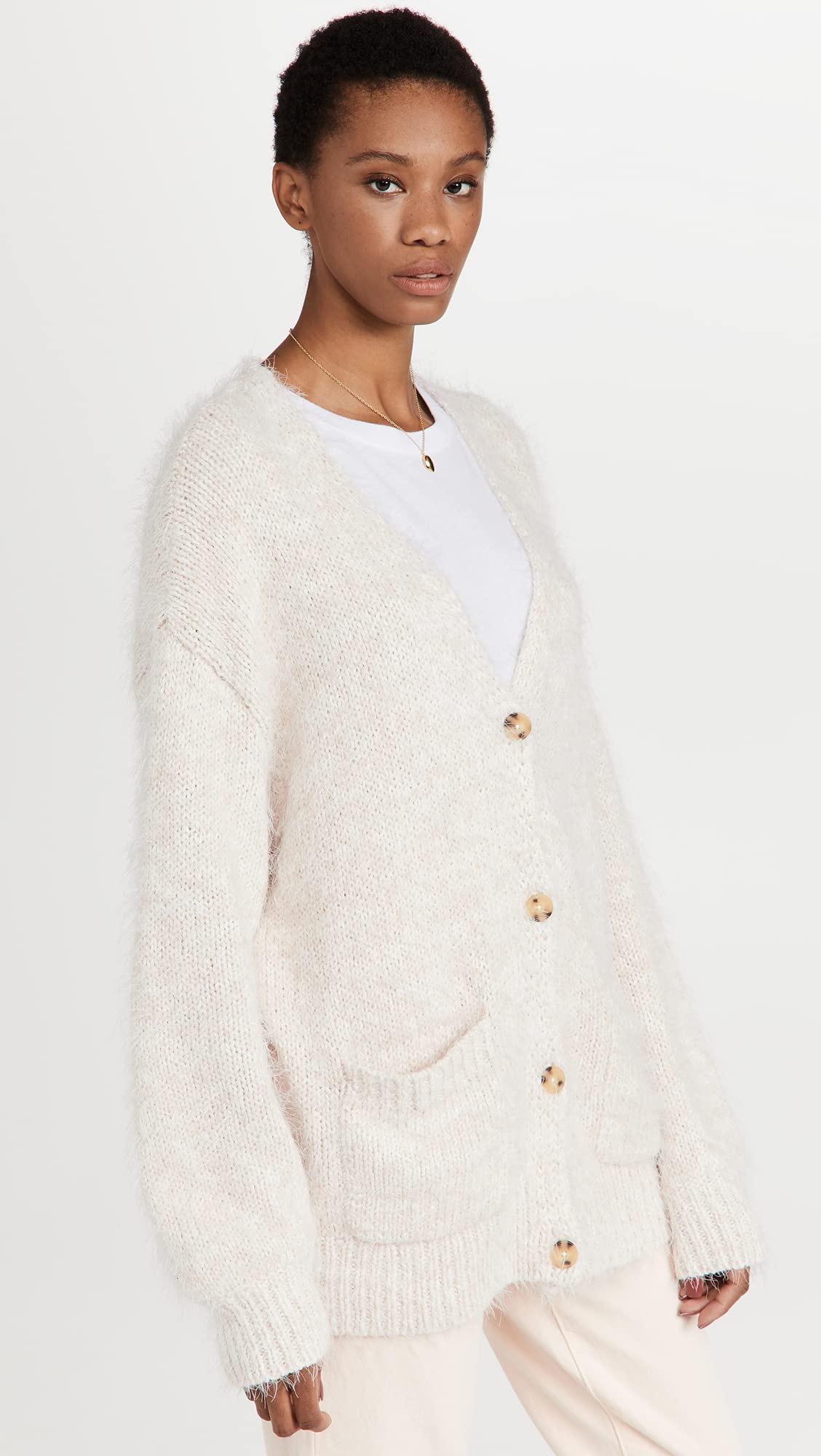 Free People Women's Nevermind Cardi, Creme Brulee, Off White, L