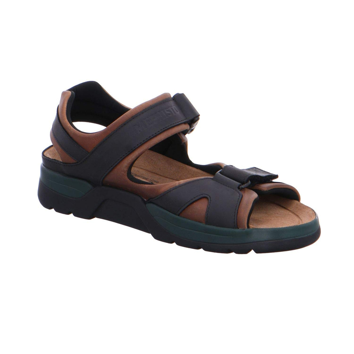 Mephisto Men's Shark Sandals Dark Brown/Black Waxy Leather 12 M US