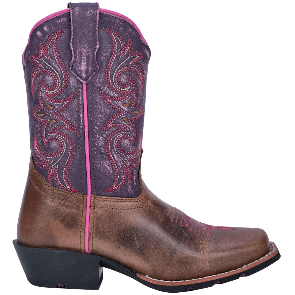 Dan Post Majesty (Toddler/Little Kid) Western Boot, Brown/Purple, 2 US Unisex