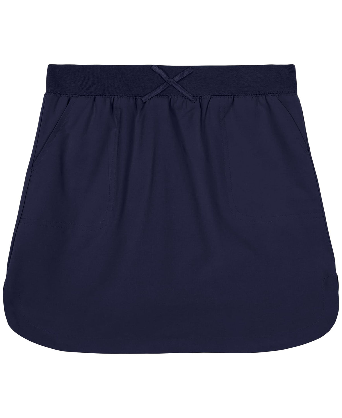 IZOD Girls' School Uniform Pull-on Scooter Skirt with Undershorts, Knit Waistband & Functional Pockets, Wrinkle Resistant, Navy, 16