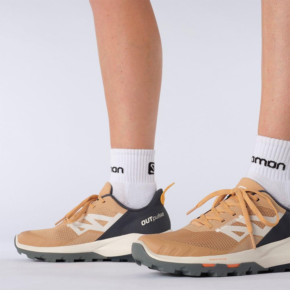 Salomon Women's OUTPULSE Hiking Shoes for Women, Fenugreek/Ebony/Blazing Orange, 11