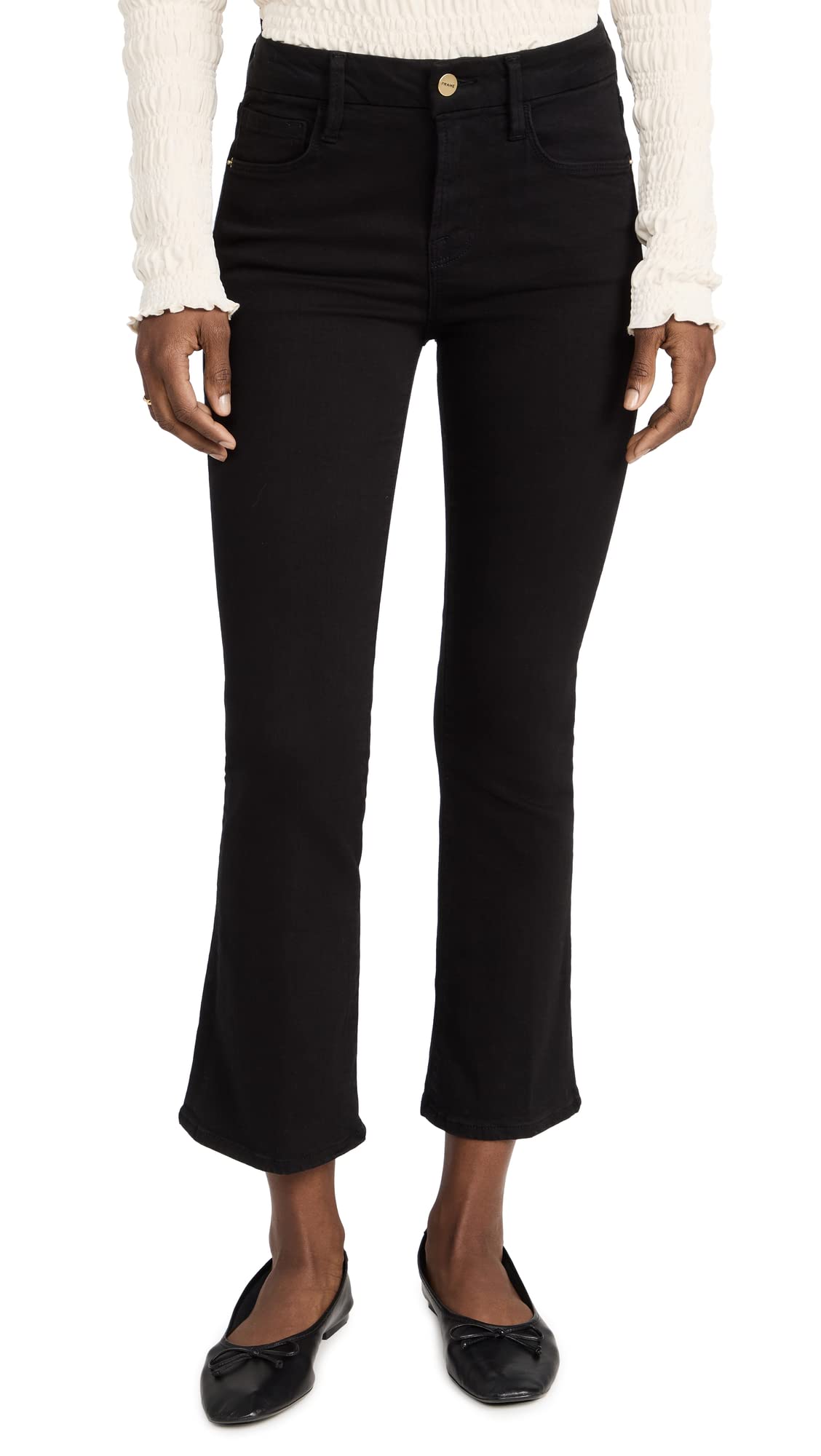 FRAME Women's Le Crop Mini Boot Jeans, Film Noir, Black, 25