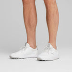 PUMA Golf Men's Ignite Elevate Wide Golf Shoe, Puma White-Puma Silver, 12.5