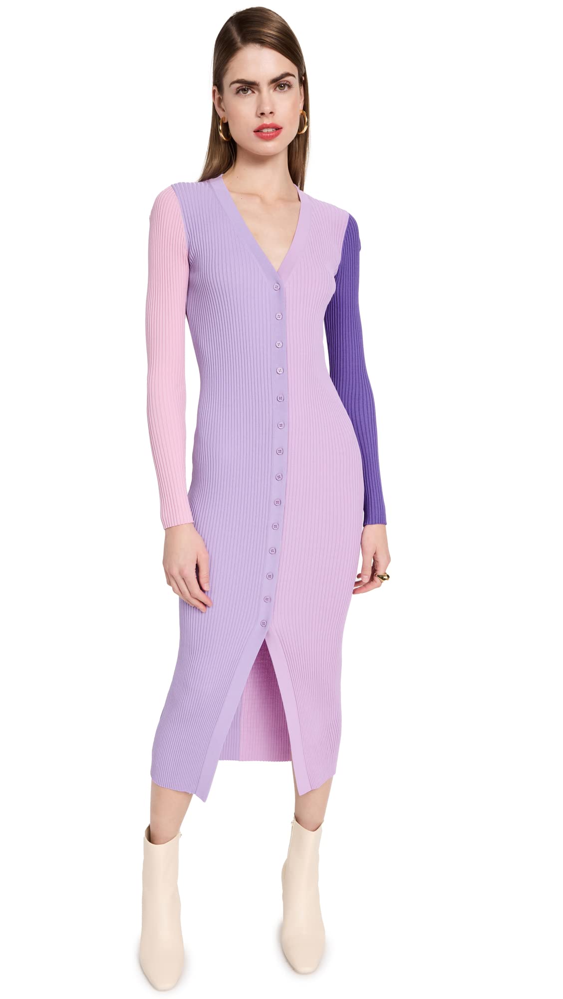 STAUD Women's Shoko Sweater Dress, Iris Multi, L