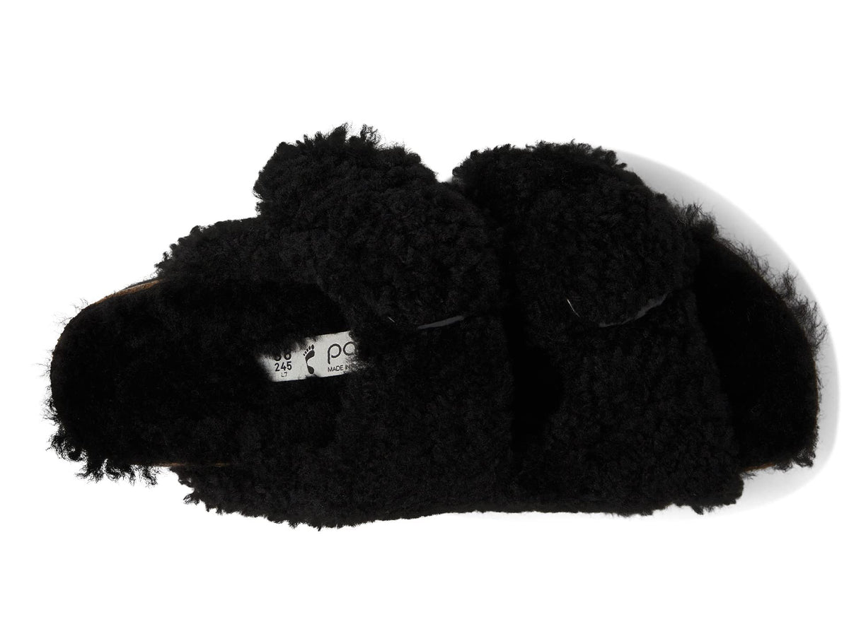 Birkenstock Women's Arizona Big Buckle Teddy Sandal by Papillio, Black, 7 Medium US