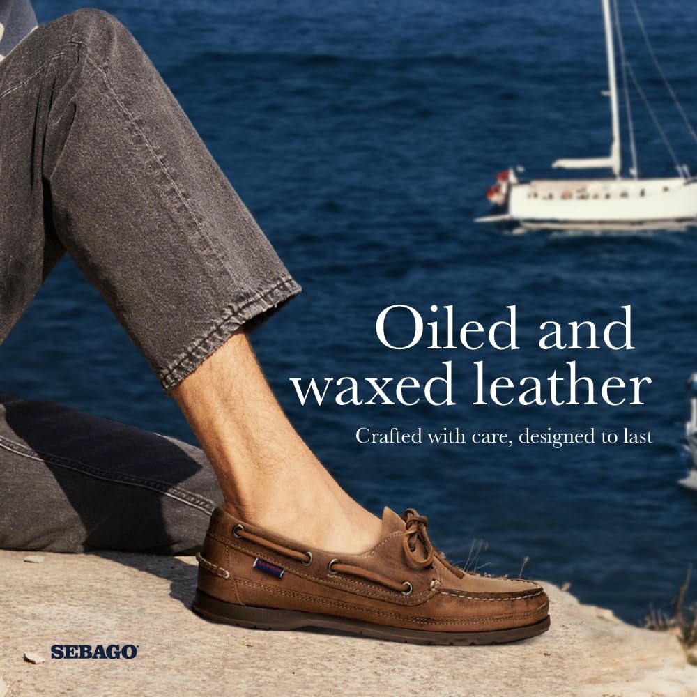 Sebago Schooner Saddler's Leather Boat Shoes - Waterproof Moccasins for Men Featuring Leather Sock Lining, and Non-Marking, Slip-Resistant Outsoles, Brown Tan - 8.5 Regular
