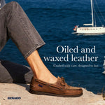 Sebago Schooner Saddler's Leather Boat Shoes - Waterproof Moccasins for Men Featuring Leather Sock Lining, and Non-Marking, Slip-Resistant Outsoles, Brown Tan - 8.5 Regular