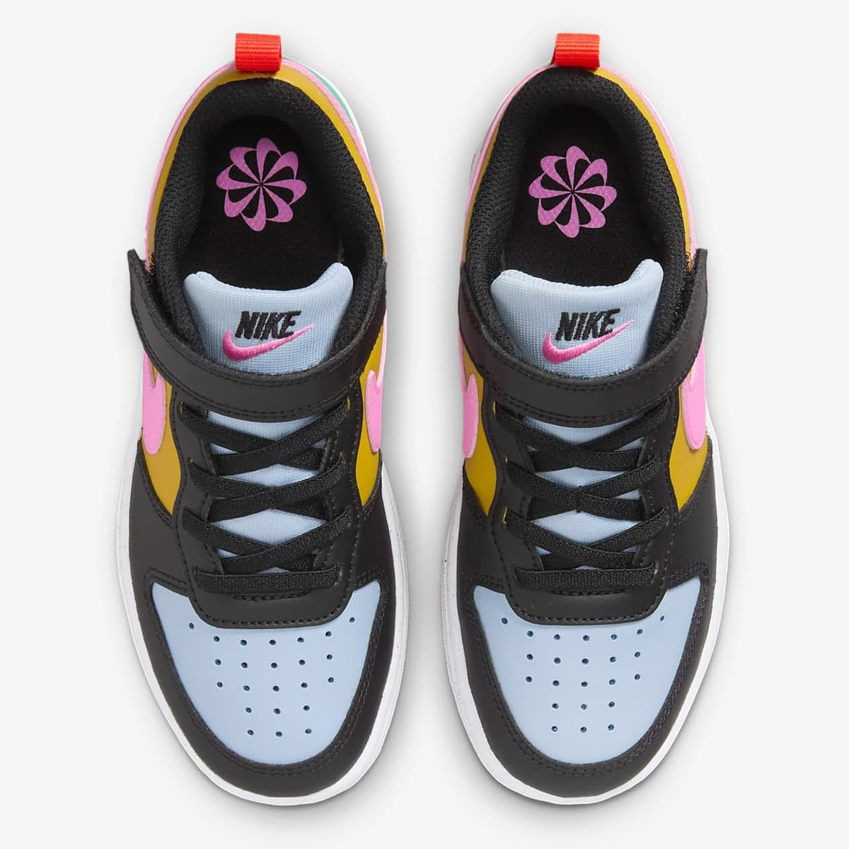Nike Court Borough Low Recraft (DV5457-004, Black/Bronzine/Light Armory Blue/Playful Pink) Size 2.5