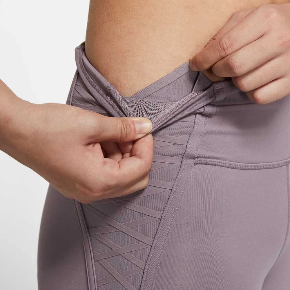 Nike Women's One Luxe Mid Rise 7/8 Laced Legging (Purple Smoke, X-Small)