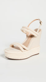 SCHUTZ Women's Leenah Wedge Sandals, Egg Shell, Tan, Off White, 7.5 Medium US