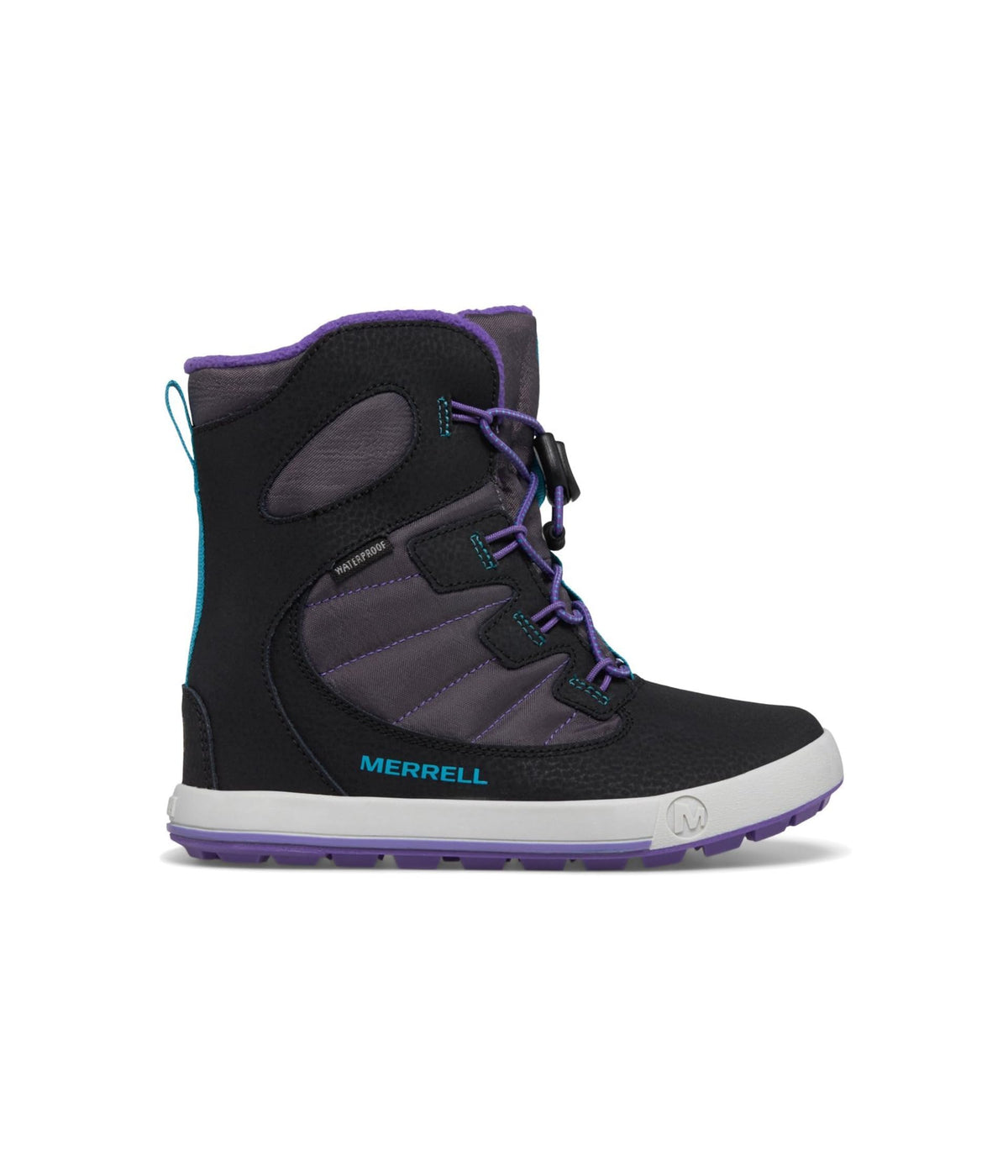 Merrell Snow Bank 4.0 Waterproof Boot, Black/Purple/Turq, 13 US Unisex Big Kid