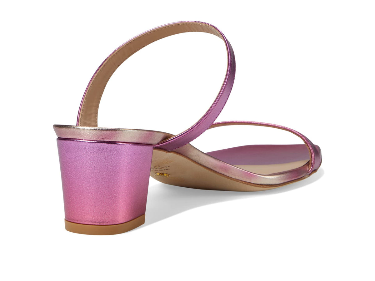 Stuart Weitzman Aleena 50 Block Slide Heels for Women - Leather Upper and Lining, Sleek Straps Design, and Rubber Outsole Hot Pink Multi 11 B