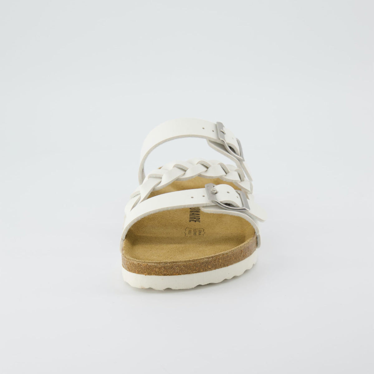 CUSHIONAIRE Women's Cork Footbed Sandal - Comfortable, Adjustable Straps, Arch Support, Wide Widths Available, Boho Chic Summer Slides, White 9.5W