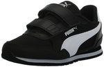 PUMA ST Runner Hook and Loop Sneaker, Black/White, 13.5 US Unisex Little Kid