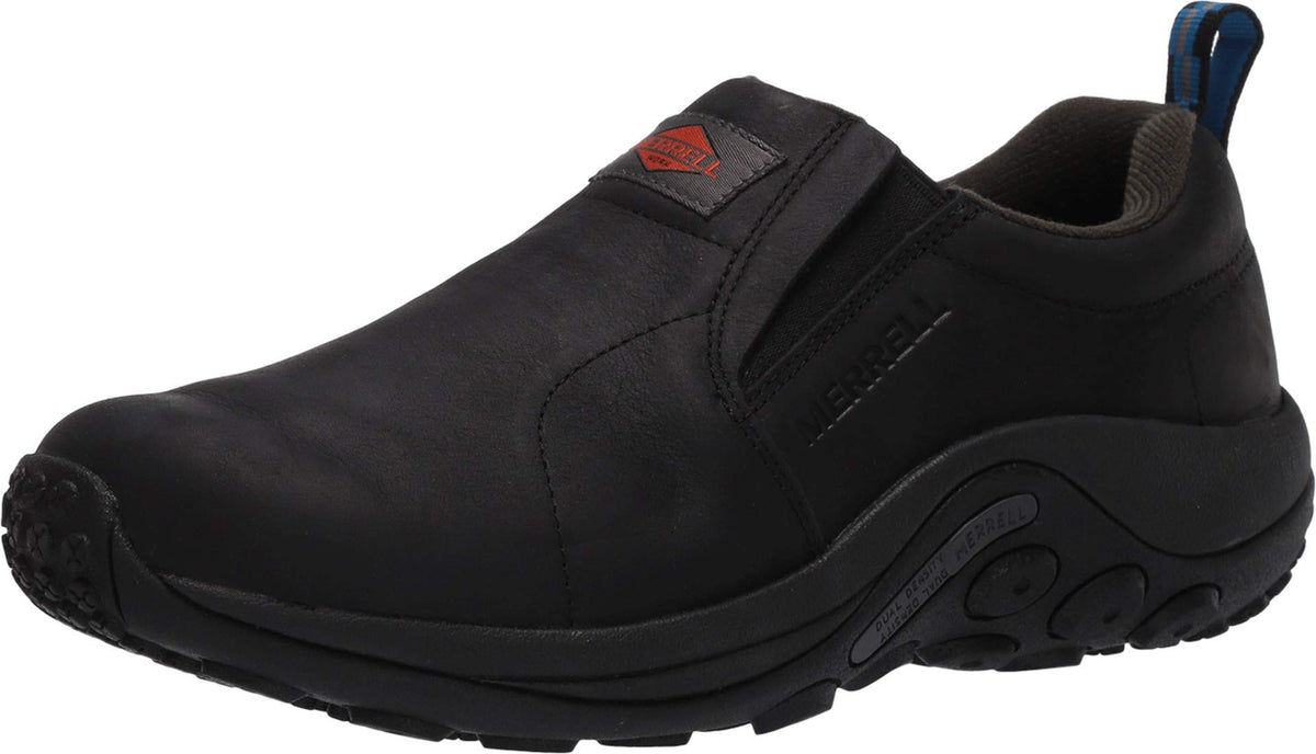 Merrell Men's Jungle Moc Leather Slip Resistant Industrial Shoe, Black, 7.5