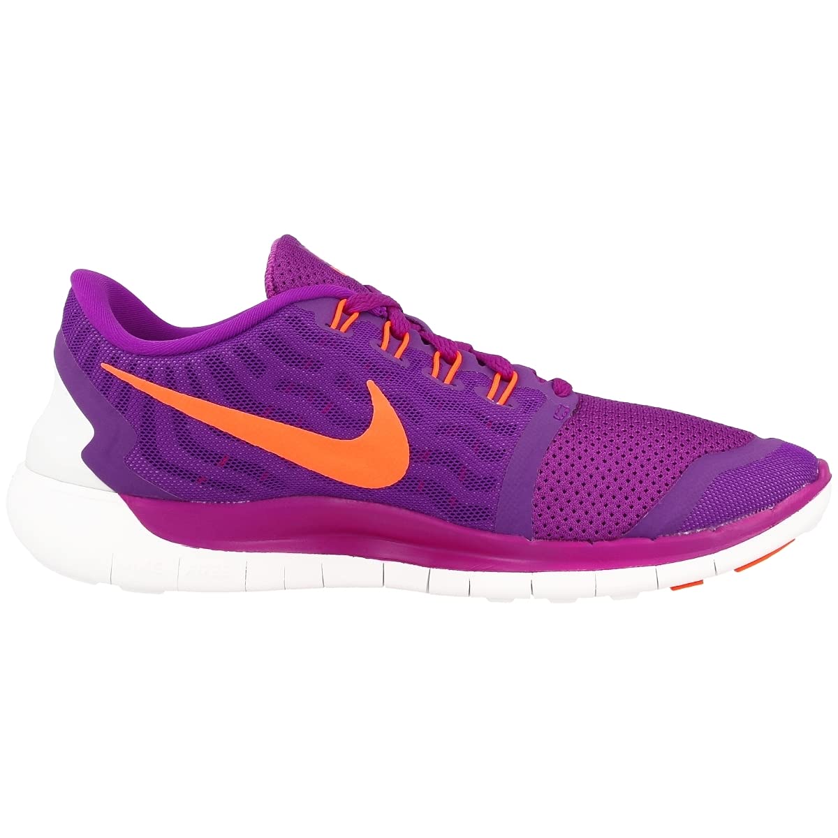 NIKE WOMEN FREE 5.0 VIVID PURPLE/BLACK/FUCHSIA GLOW/HYPER ORANGE 724383-503_7.5