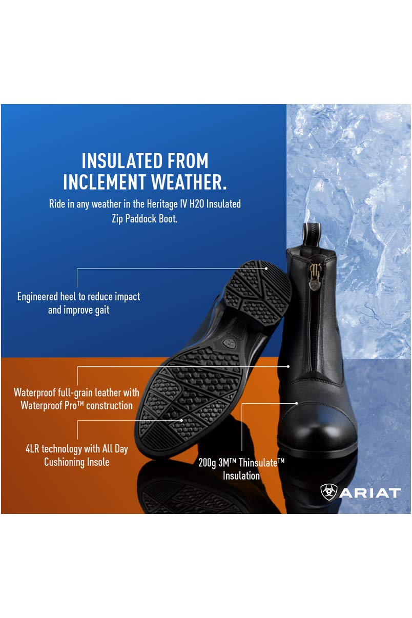 ARIAT BMVY9 Womens Heritage IV Zip Waterproof Insulated Paddock Boot Black 7