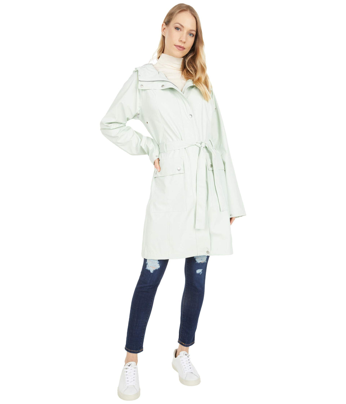 ILSE JACOBSEN Lightweight True Rain Belted Trench Coat Green Lily 38